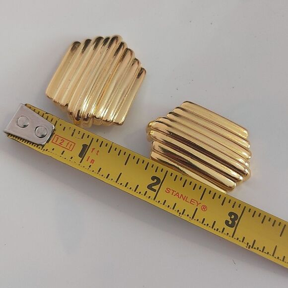 Vintage France Bluette Ribbed Ridges Gold Tone High Quality Shoe Clips - Picture 5 of 5